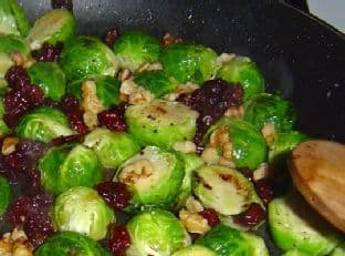 Brussels Sprouts Lardons With Cherries and Walnuts