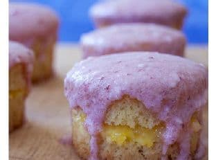 Lemon Curd Layered Cupcakes With Strawberry Frosting