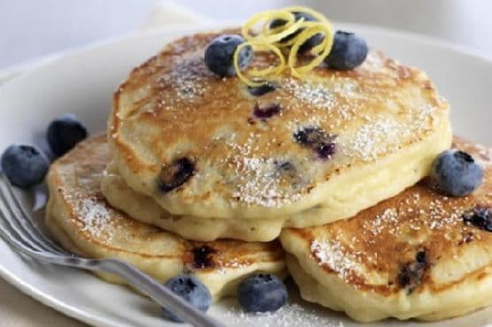 Lemon Ricotta Blueberry Pancakes