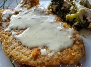 Pork schnitzel with tarragon cream sauce