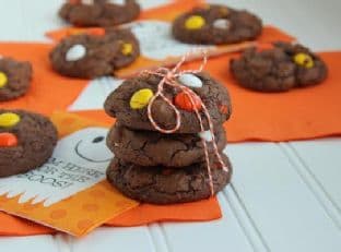 White Chocolate Candy Corn M&M Brownie Cookies
