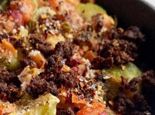 Chorizo Parmesan Brussels Sprouts Skillet