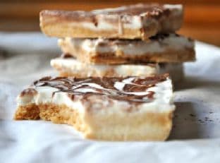 frozen yogurt shortbread bars + coconut + chocolate